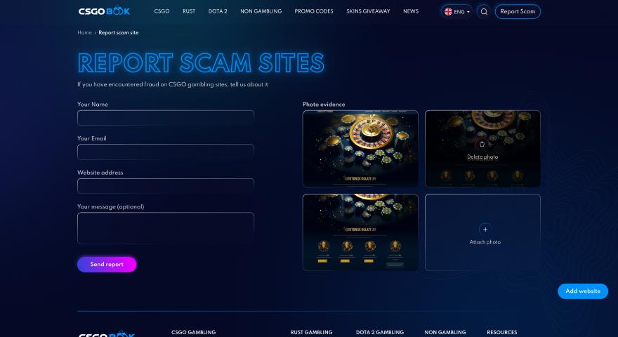 Report scam & list your site