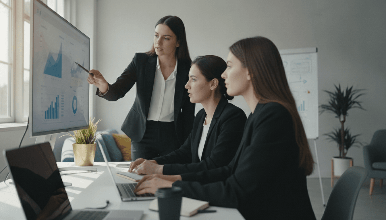 Marketing team analyzing SEO data in a modern office — how to check if seo is working